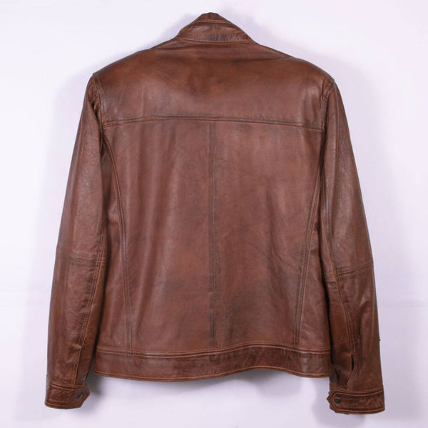 Classic Racer Brown Leather Jacket For Men