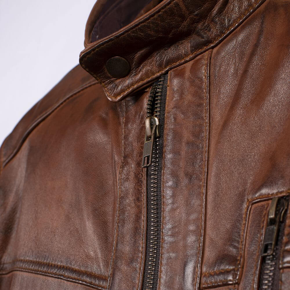 Classic Racer Brown Leather Jacket For Men