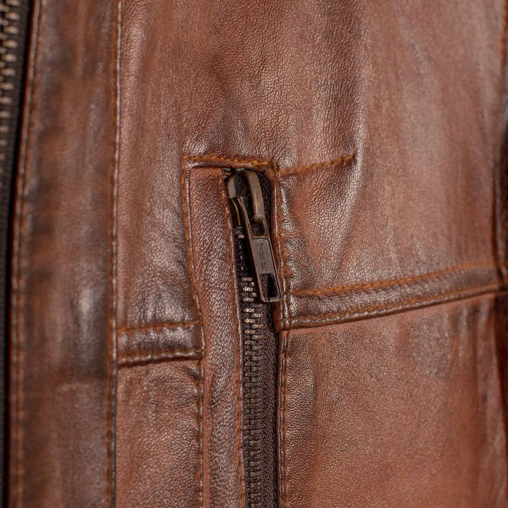 Classic Racer Brown Leather Jacket For Men