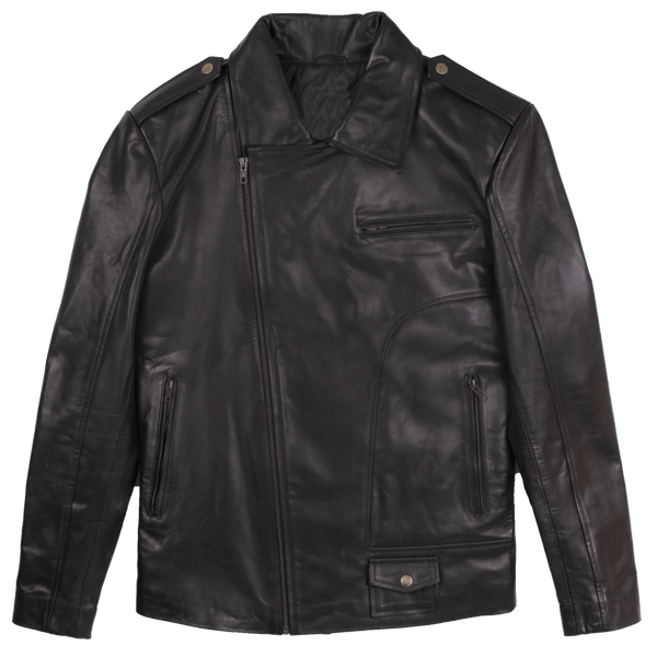 Classic Sheep Skin Black Leather Jacket For Men