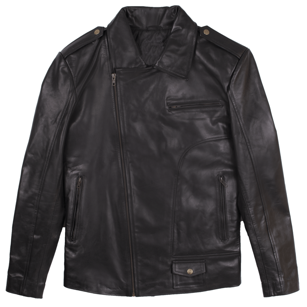 Classic Sheep Skin Black Leather Jacket For Men