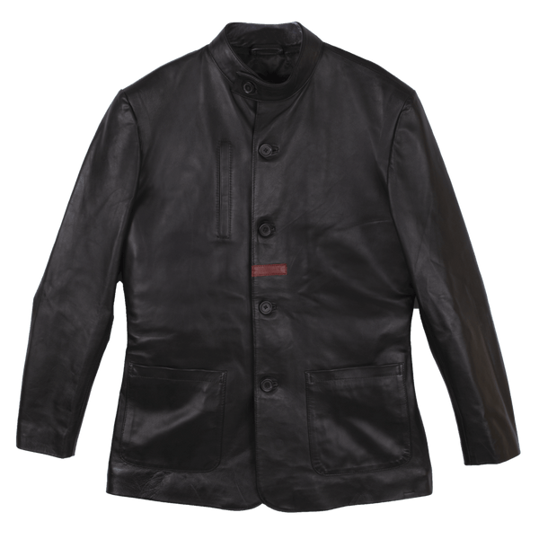 Black Distressed Leather Jacket For Men