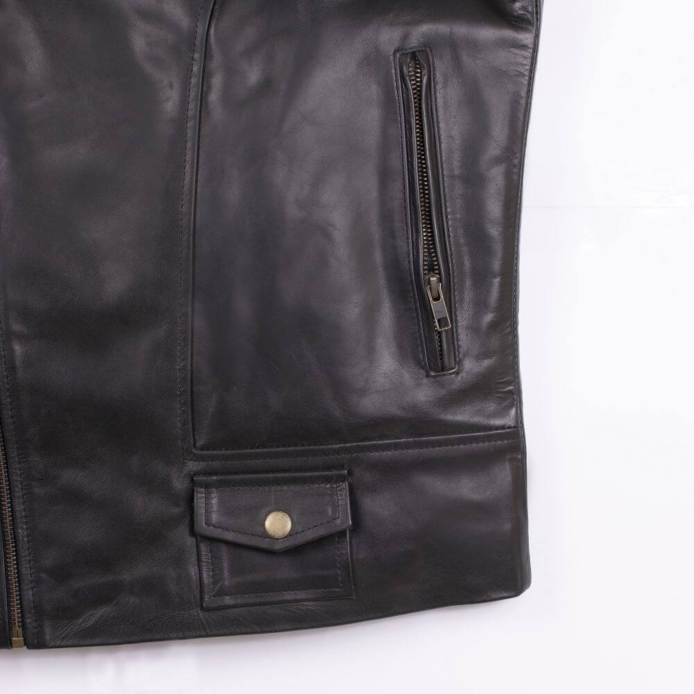 Classic Sheep Skin Black Leather Jacket For Men
