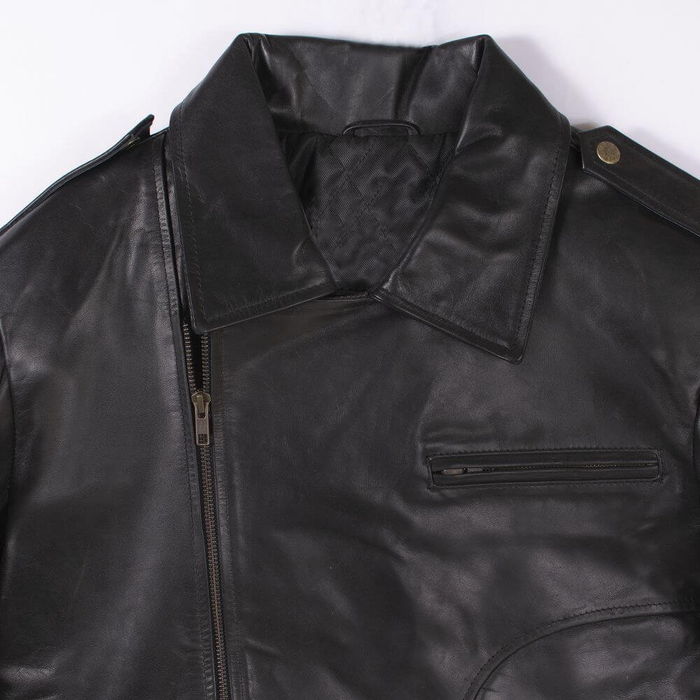 Classic Sheep Skin Black Leather Jacket For Men