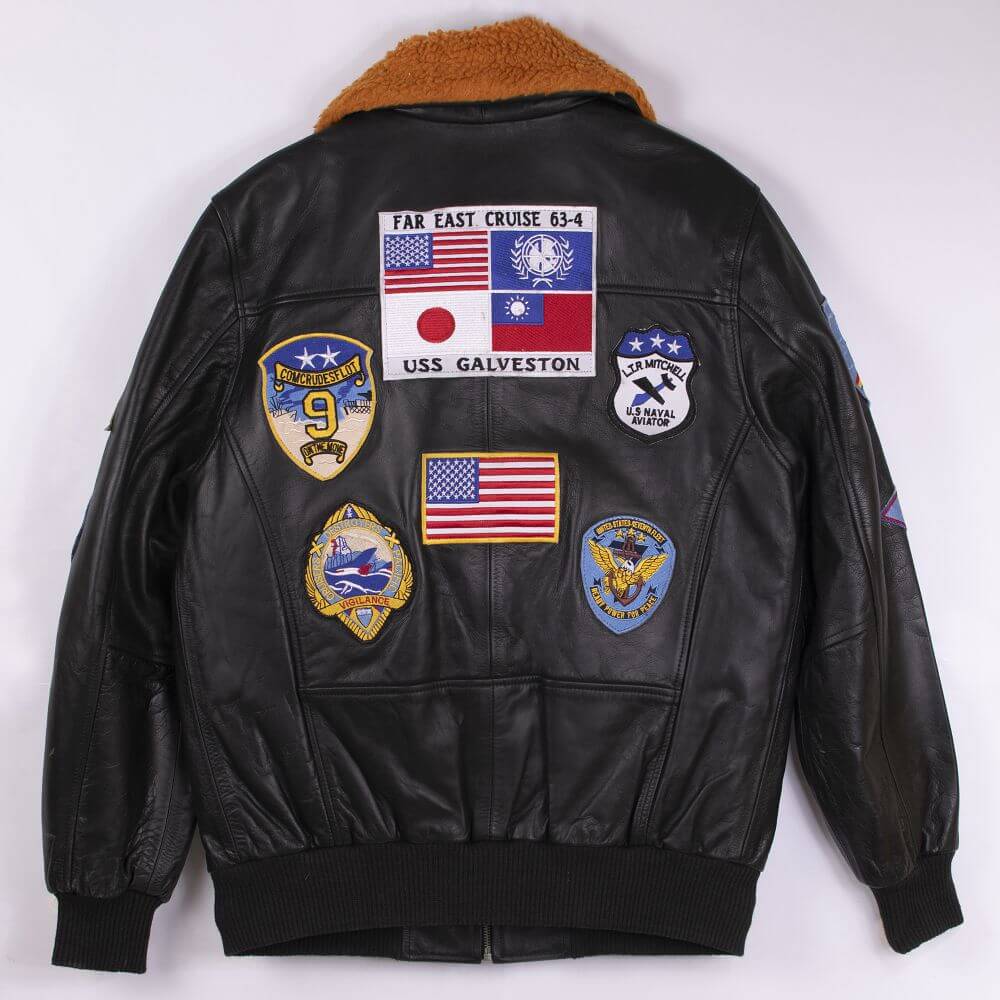 Black Bomber Leather Jacket For Men