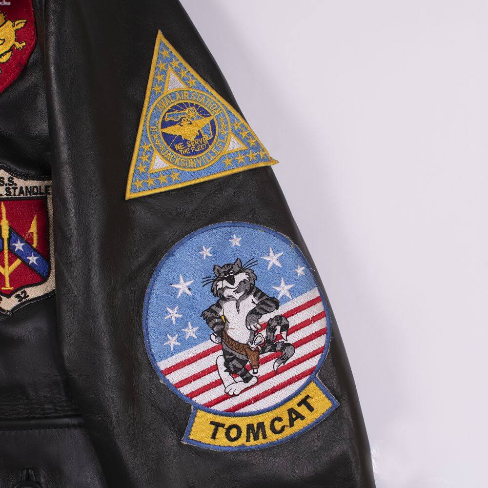 Black Bomber Leather Jacket For Men