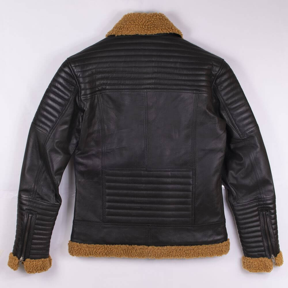 Charlie Black Leather Jacket With Fur Collar For Men