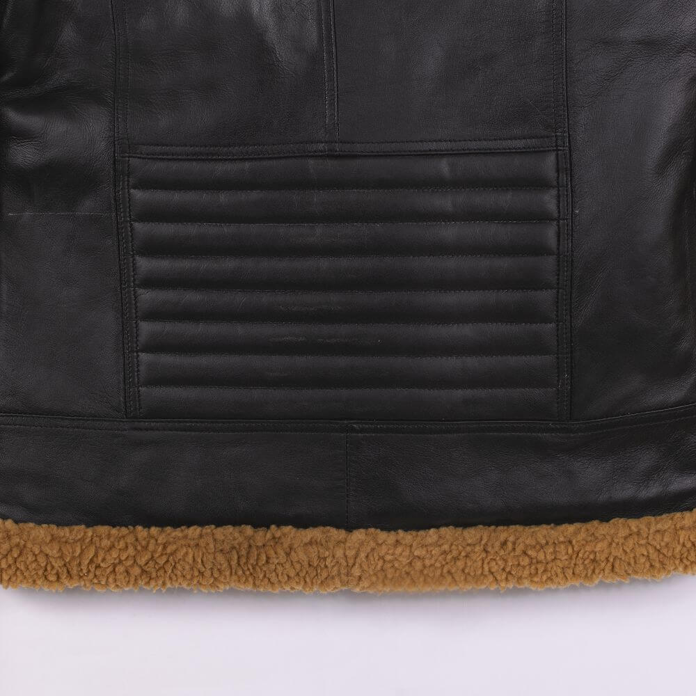 Charlie Black Leather Jacket With Fur Collar For Men