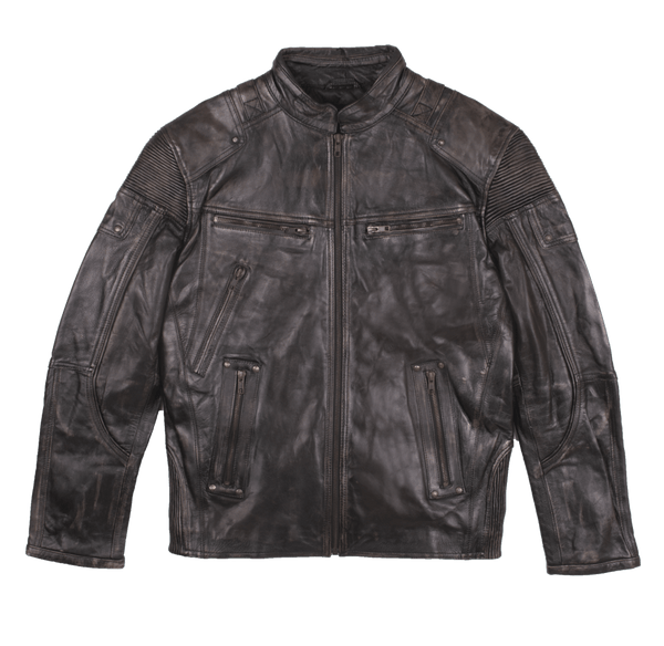 Distressed Black Leather Jacket For Men