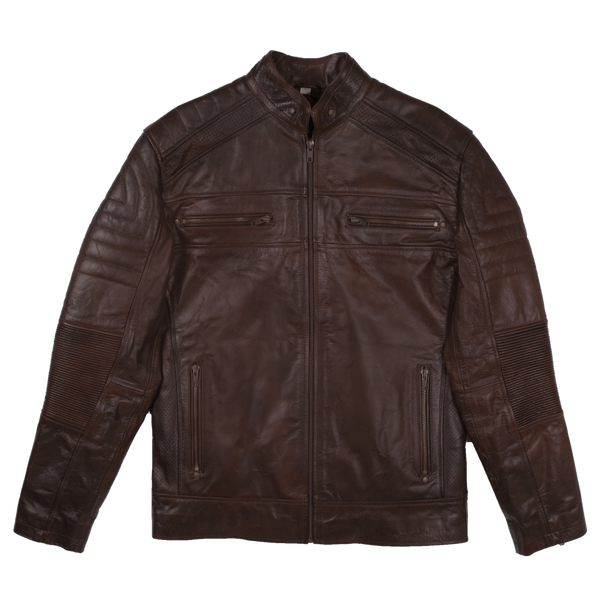Motor Bike Dark Brown Leather Jacket For Men