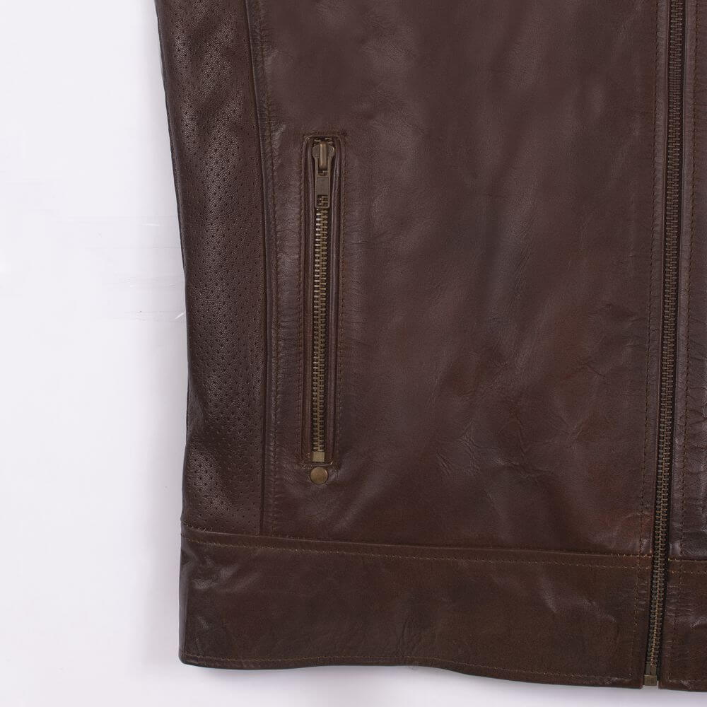 Motor Bike Dark Brown Leather Jacket For Men