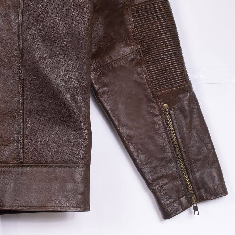 Motor Bike Dark Brown Leather Jacket For Men