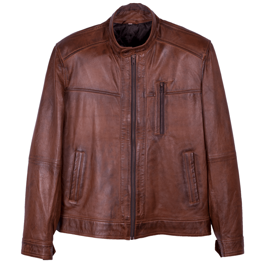 Classic Racer Brown Leather Jacket For Men