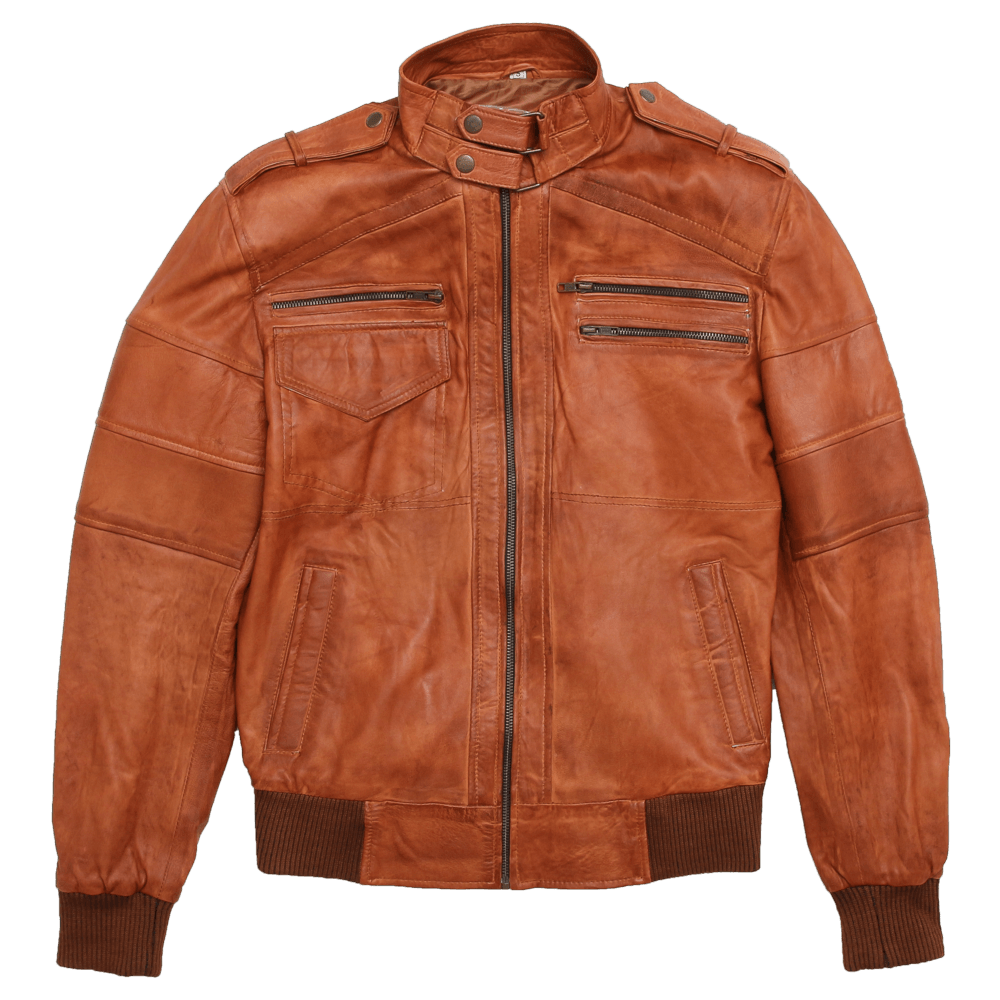 Bomber Stylish Brown Leather Jacket For Men