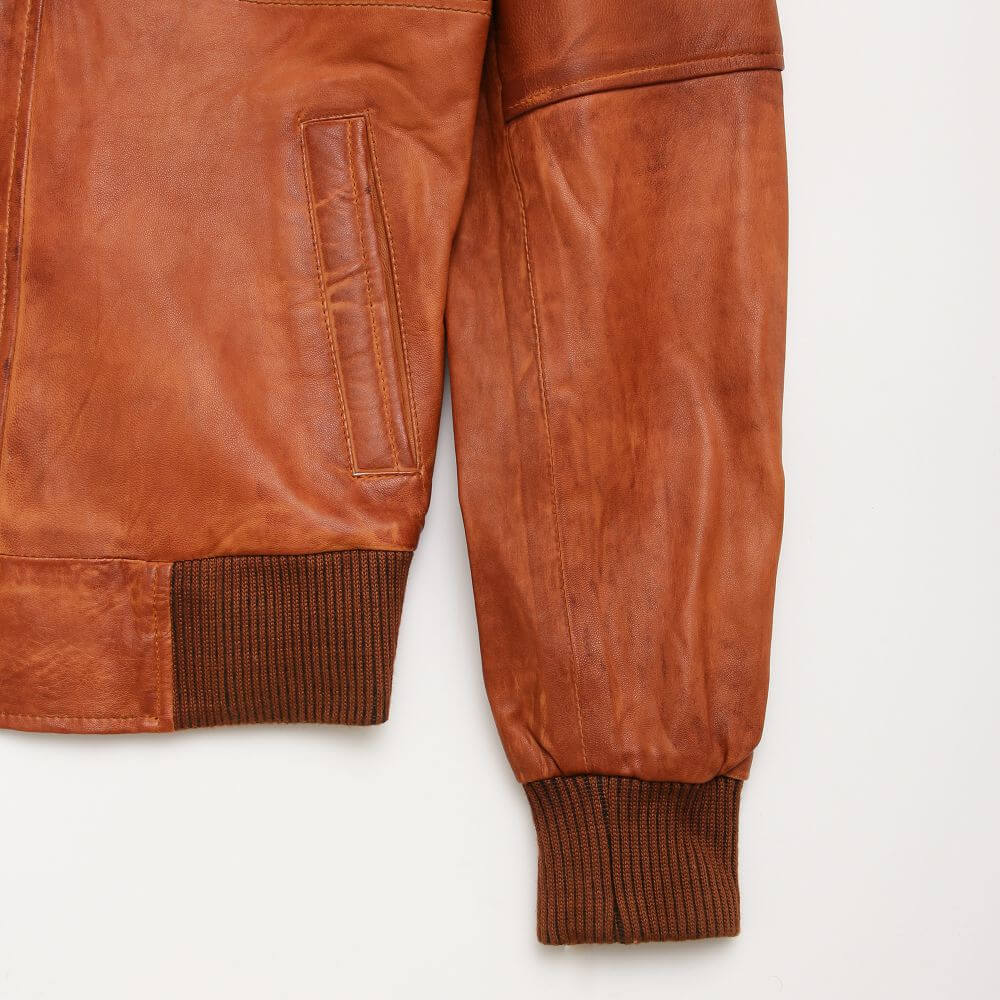 Bomber Stylish Brown Leather Jacket For Men