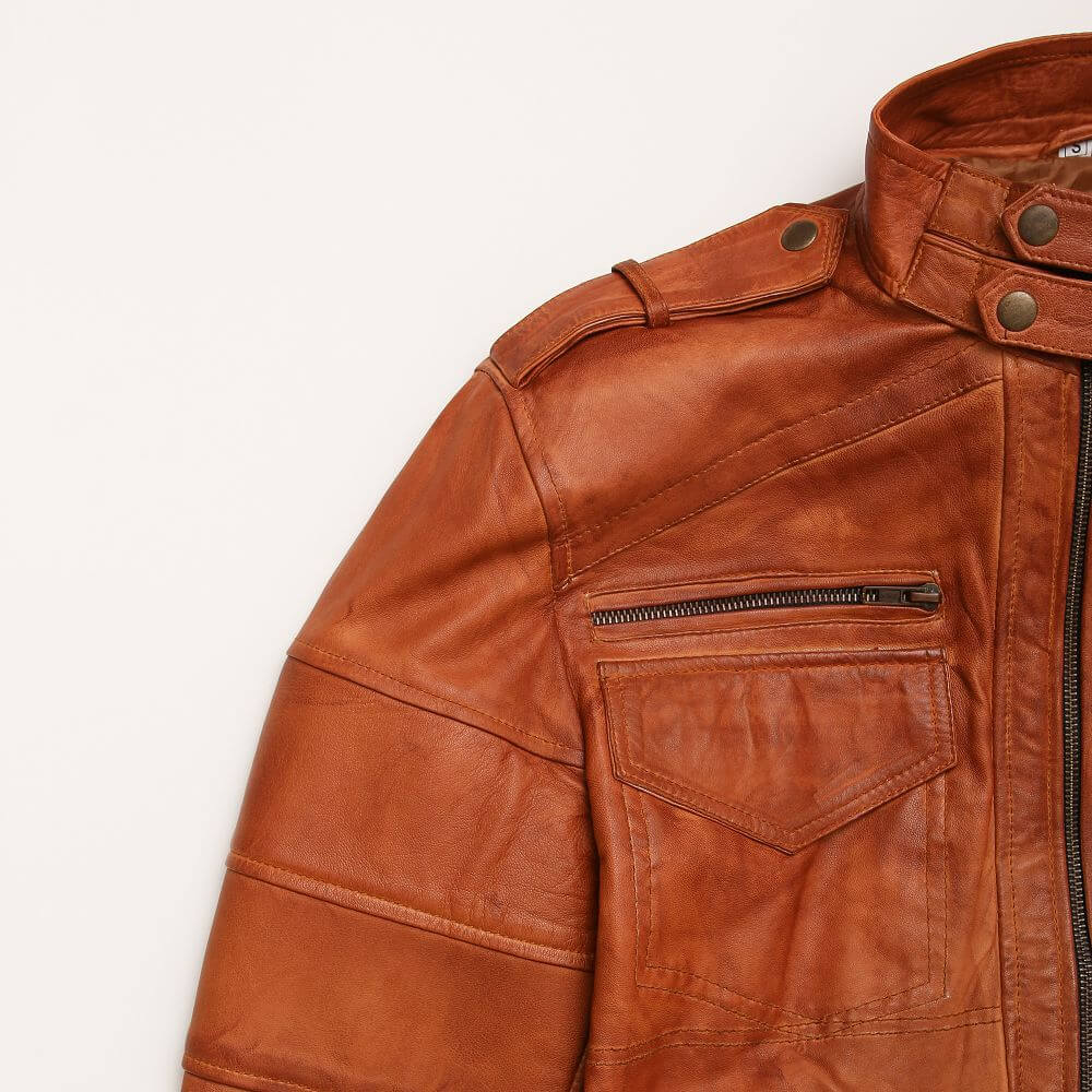 Bomber Stylish Brown Leather Jacket For Men
