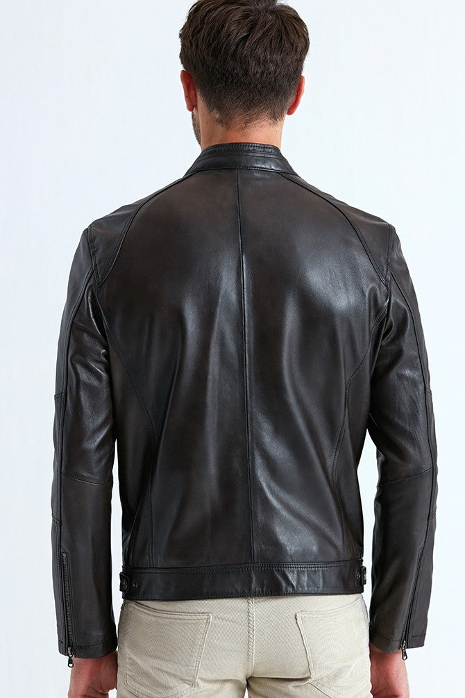 Austin Black Leather Jacket For Men