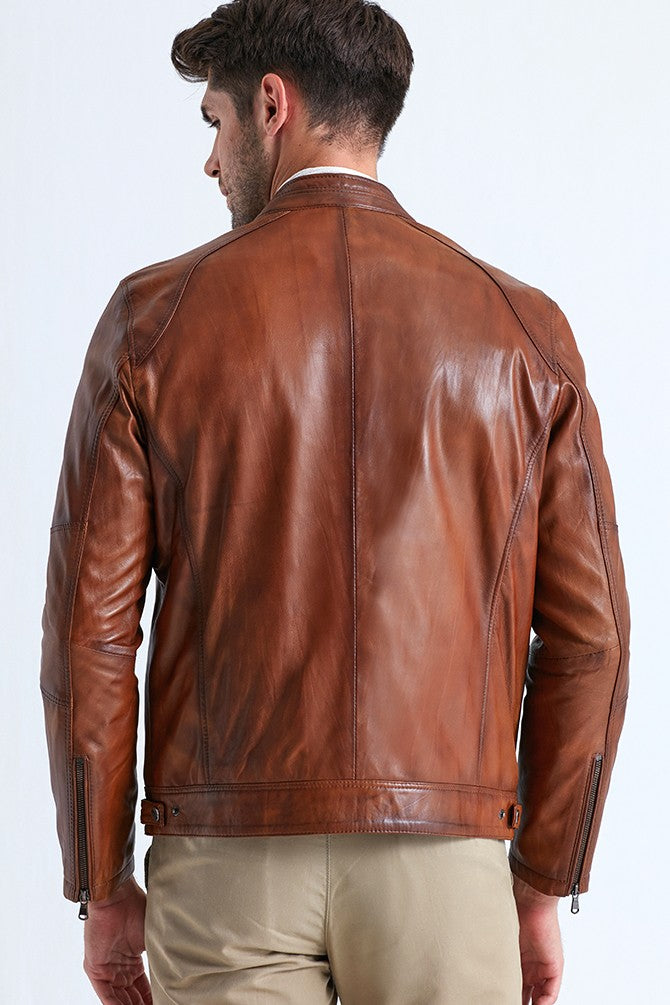 Austin Brown Leather Jacket For Men