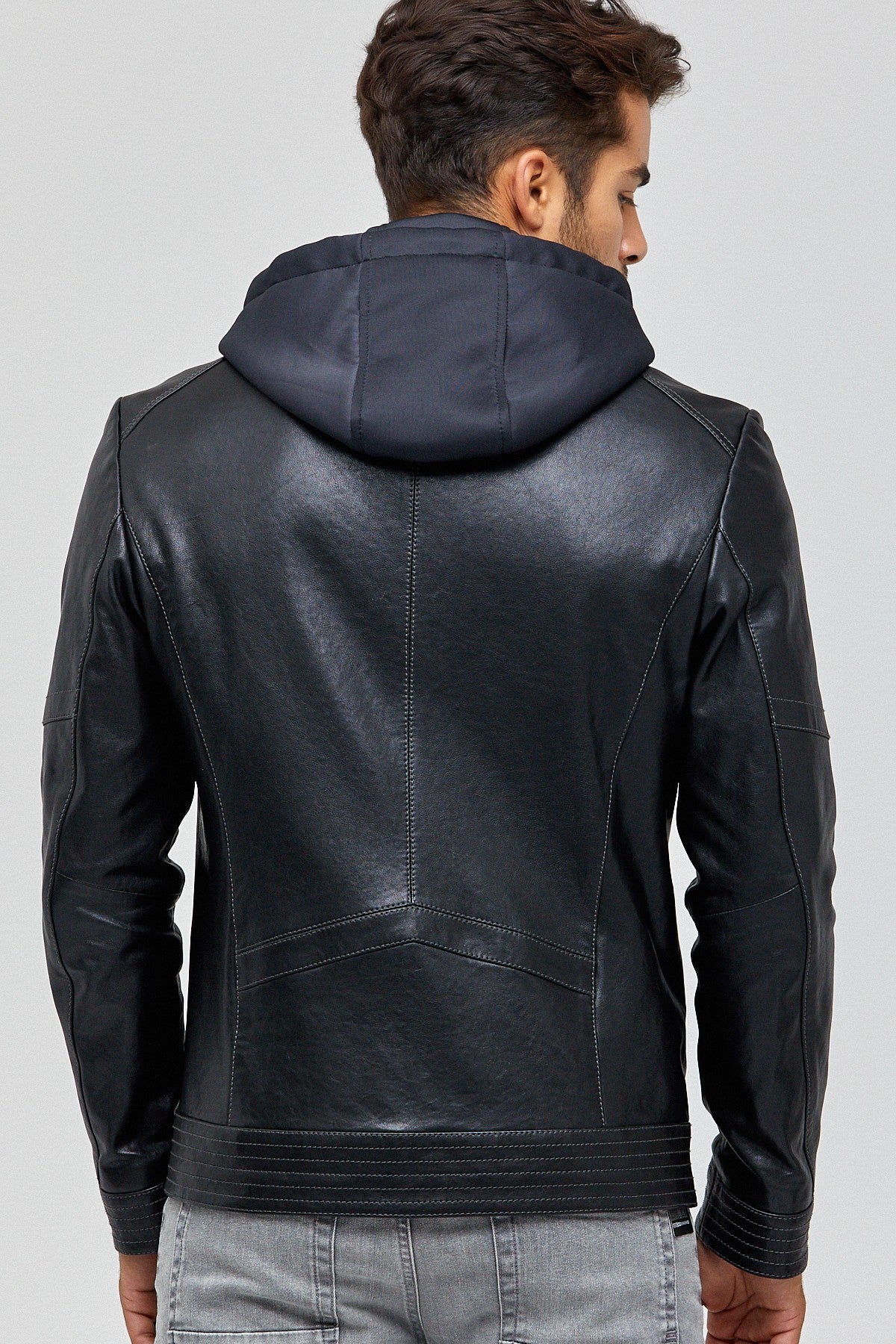 Detroit Distressed Men Black Leather Jacket