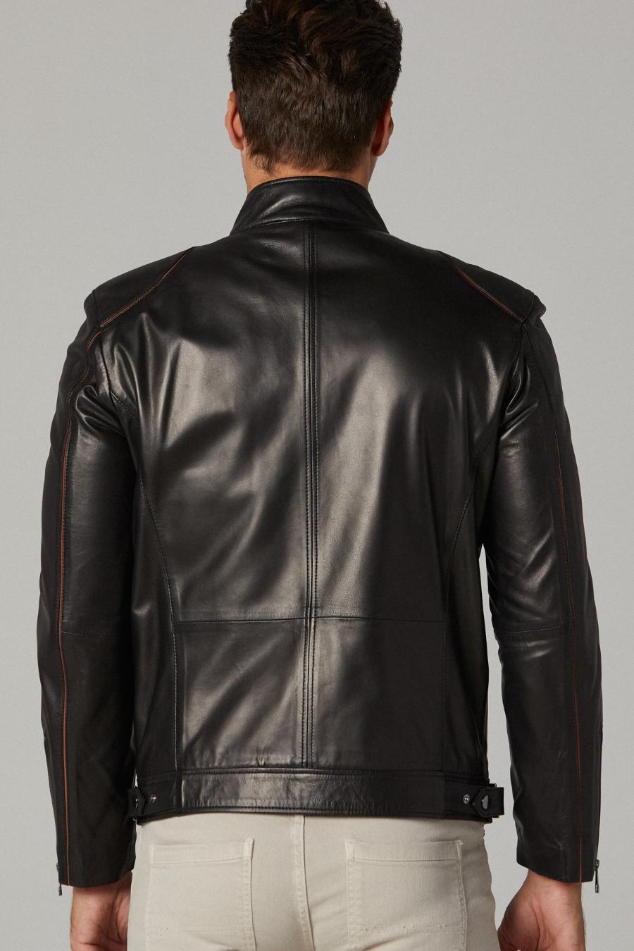 Luxe Moto Black Leather Jacket For Men
