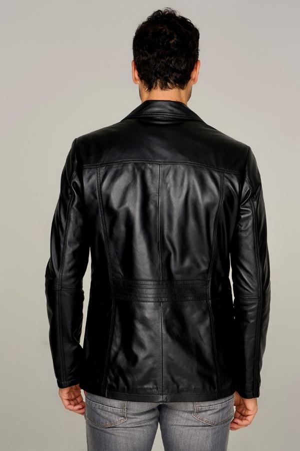 Modern Black Leather Jacket For Men