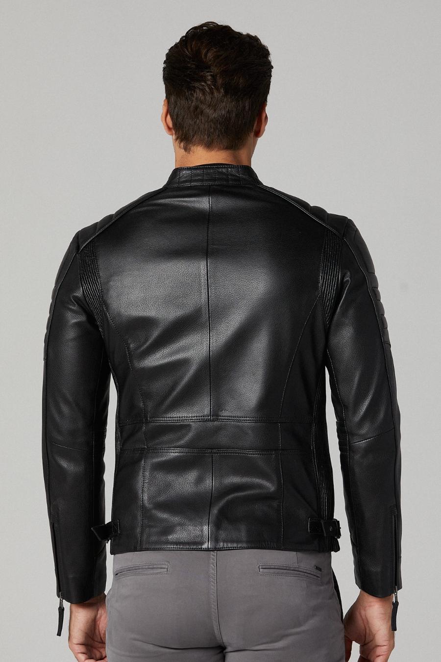 Black Motor Bike Leather Jacket For Men