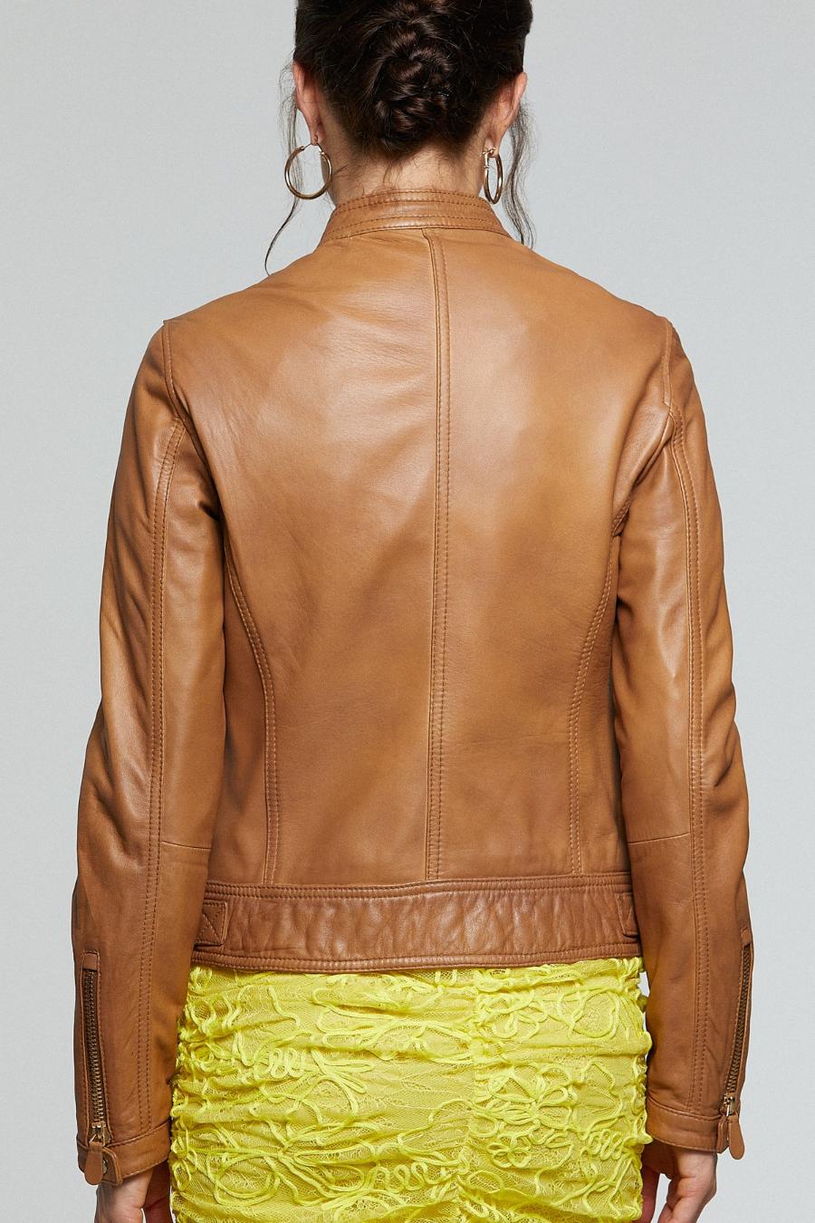 Hannah Brown Smooth Leather Jacket For Women