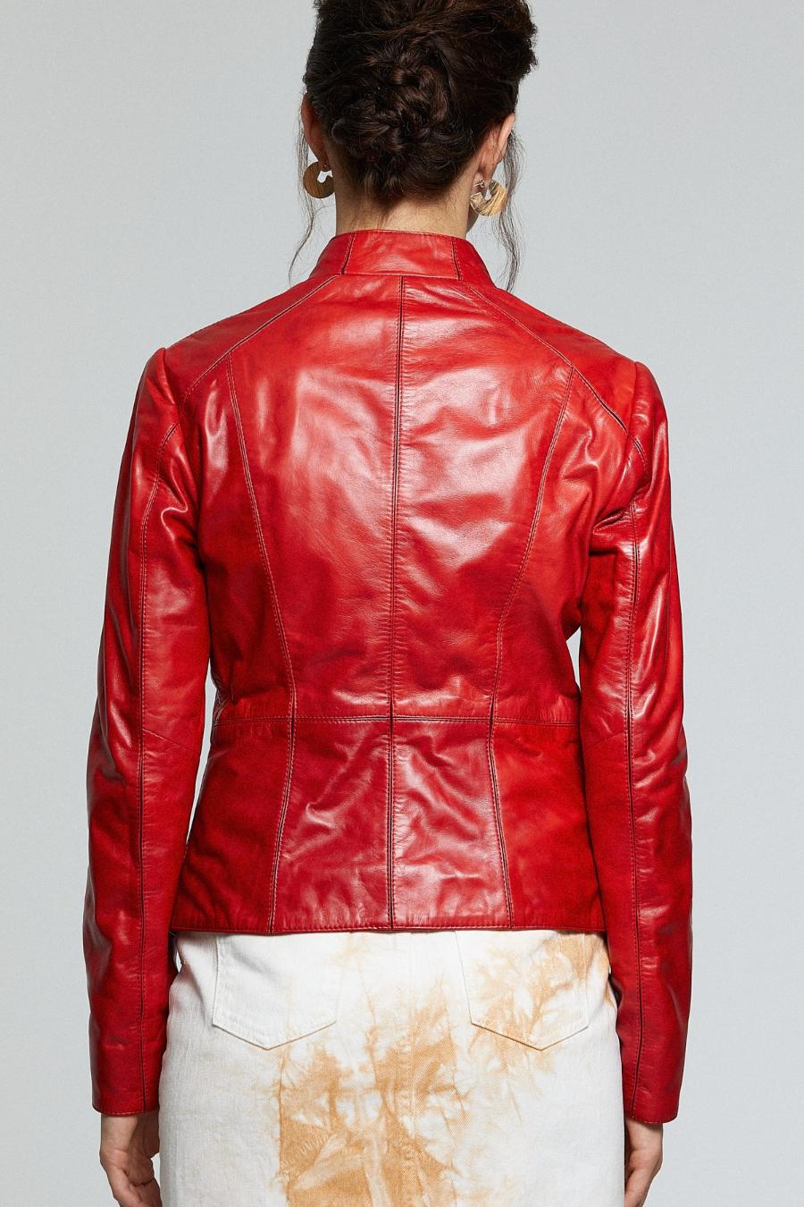 Scarlet Red Stylish Leather Jacket For Women
