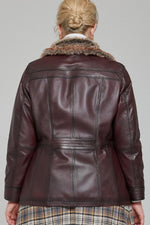 Charlotte Brown Leather Jacket With Fur Collar For Women