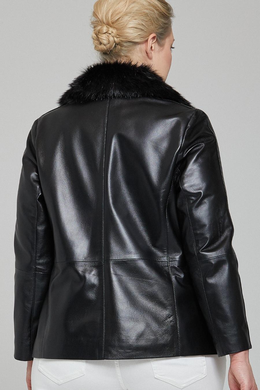 Gemma Black Leather Jacket with Original Fur Collar For Women