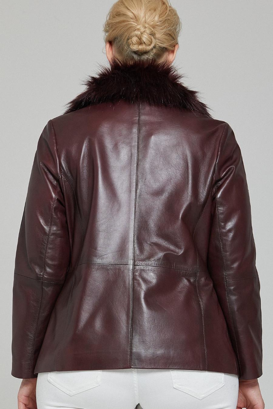 Gemma Dark brown Leather Jacket For Women with Fur Collared