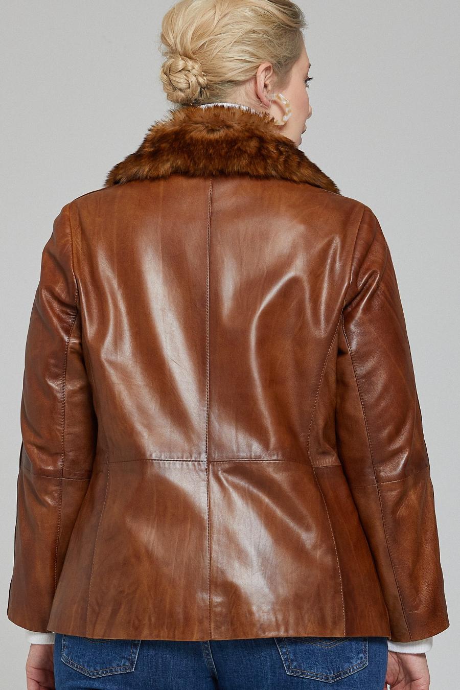 Gemma Original Fur Collar Brown Women Leather Jacket