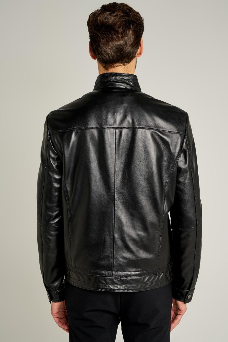 Sheeny Distressed Black Leather Jacket For Men