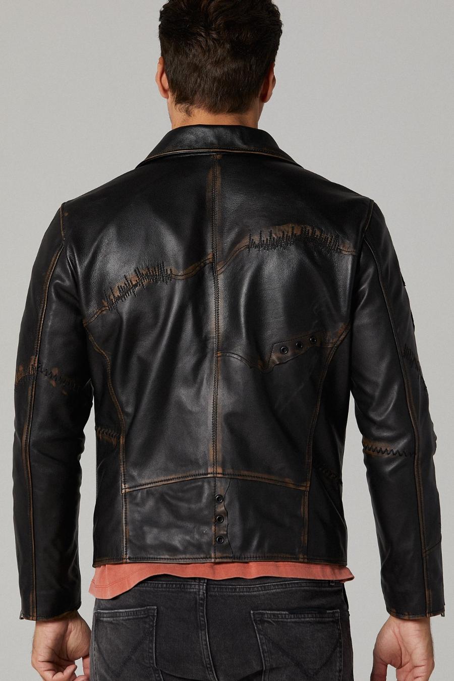 Trendy Distressed Black Leather Jacket For Men
