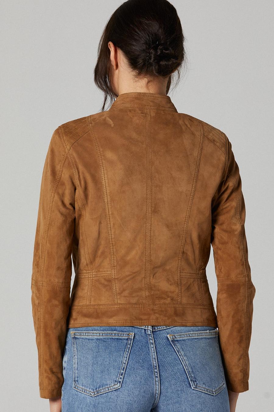 Brown Suede Leather Jacket For Women