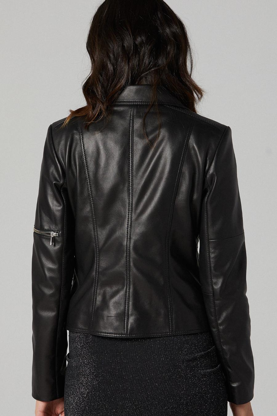 Evelyn Black Slim Fit Leather Jacket For Women