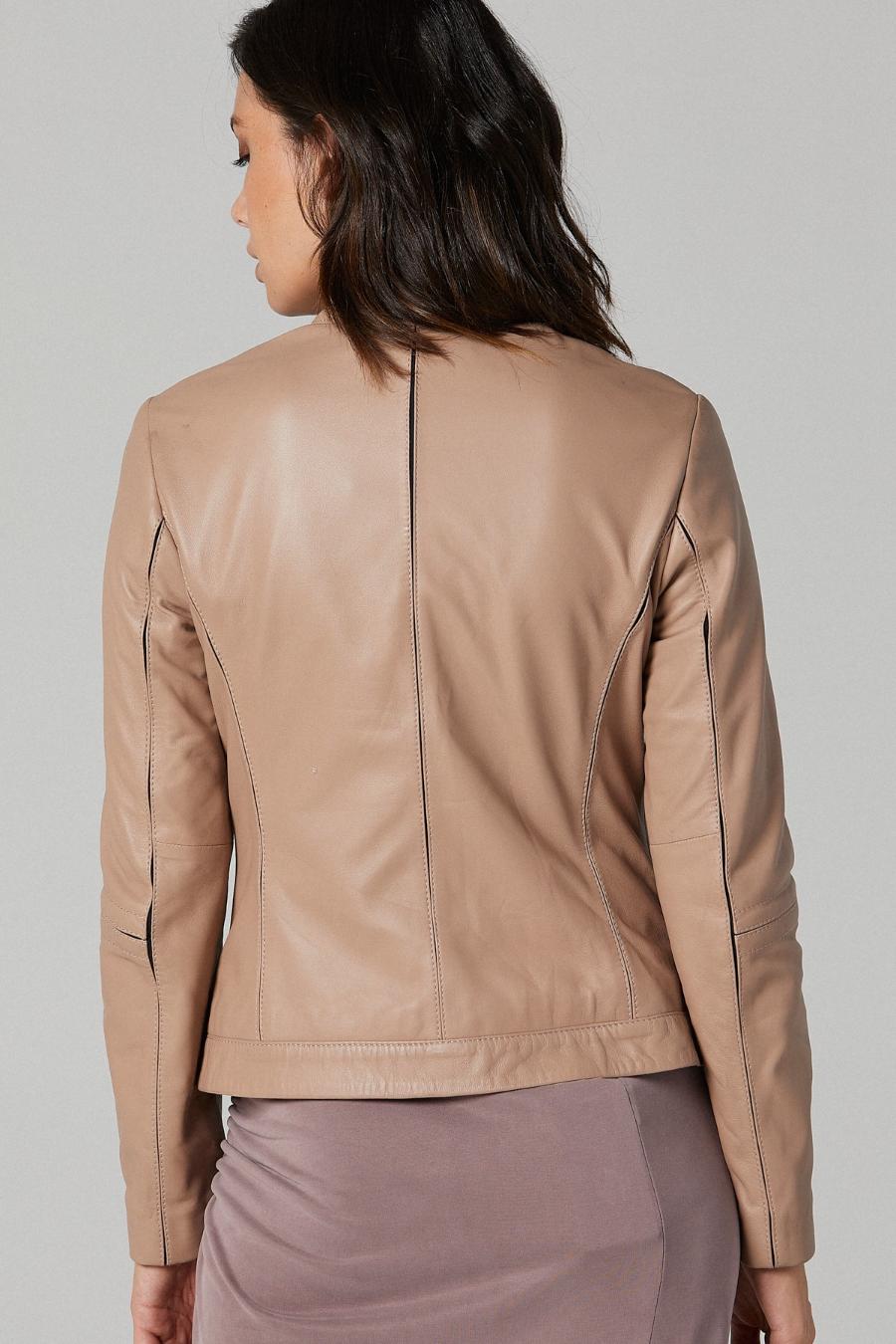 Austin Women Tan Motor Bike Leather Jacket