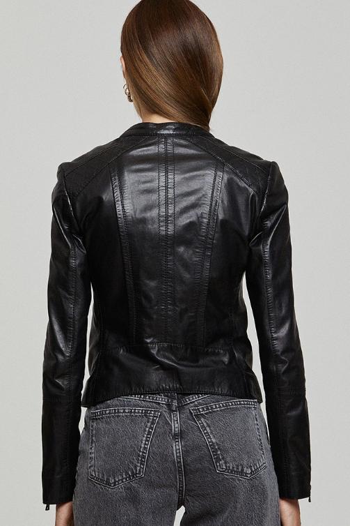 Amelia Black Leather Jacket For Women