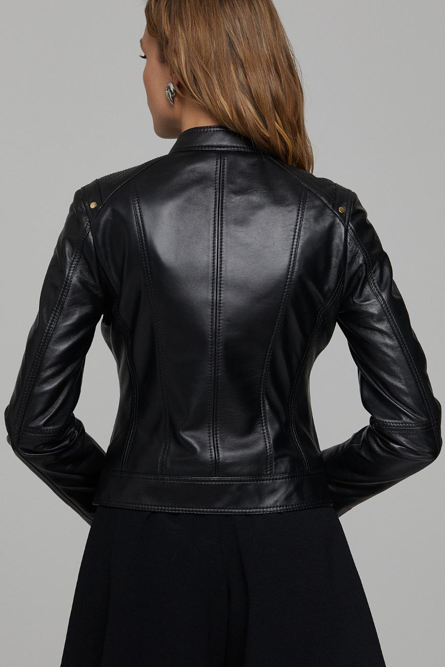 Barbara Wonder Black Leather Jacket For Women