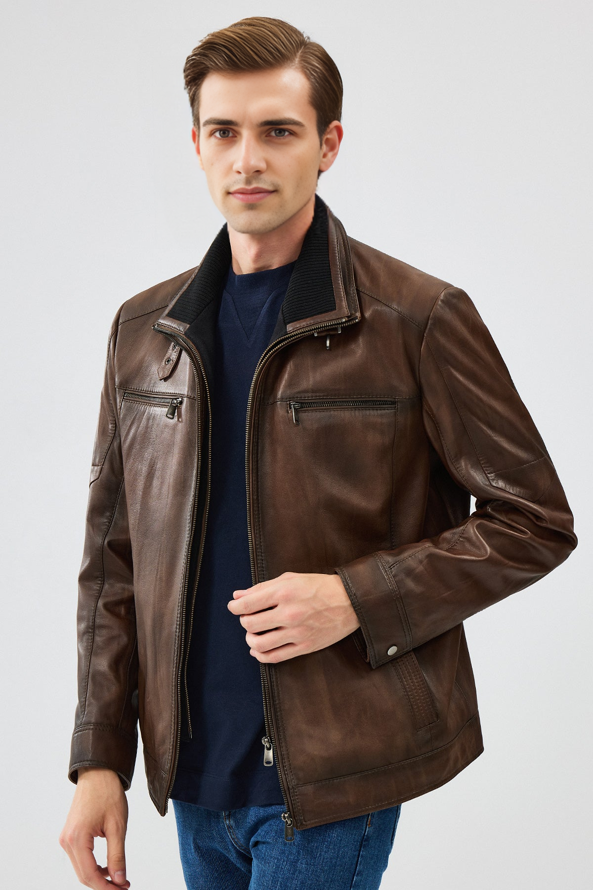 Mateo Brown Leather Jacket For Men