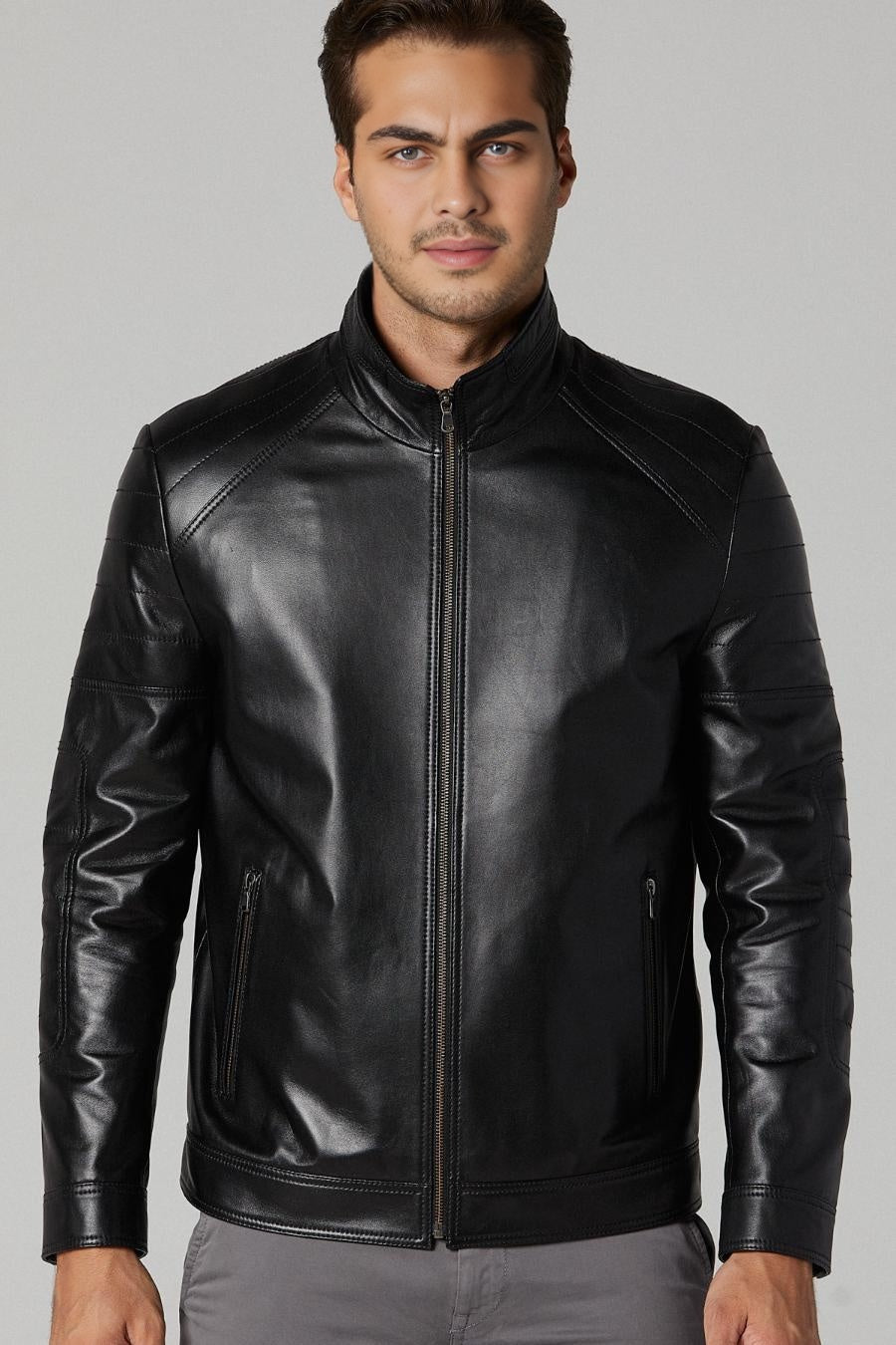 Atlanta Black Distressed Leather Jacket For Men