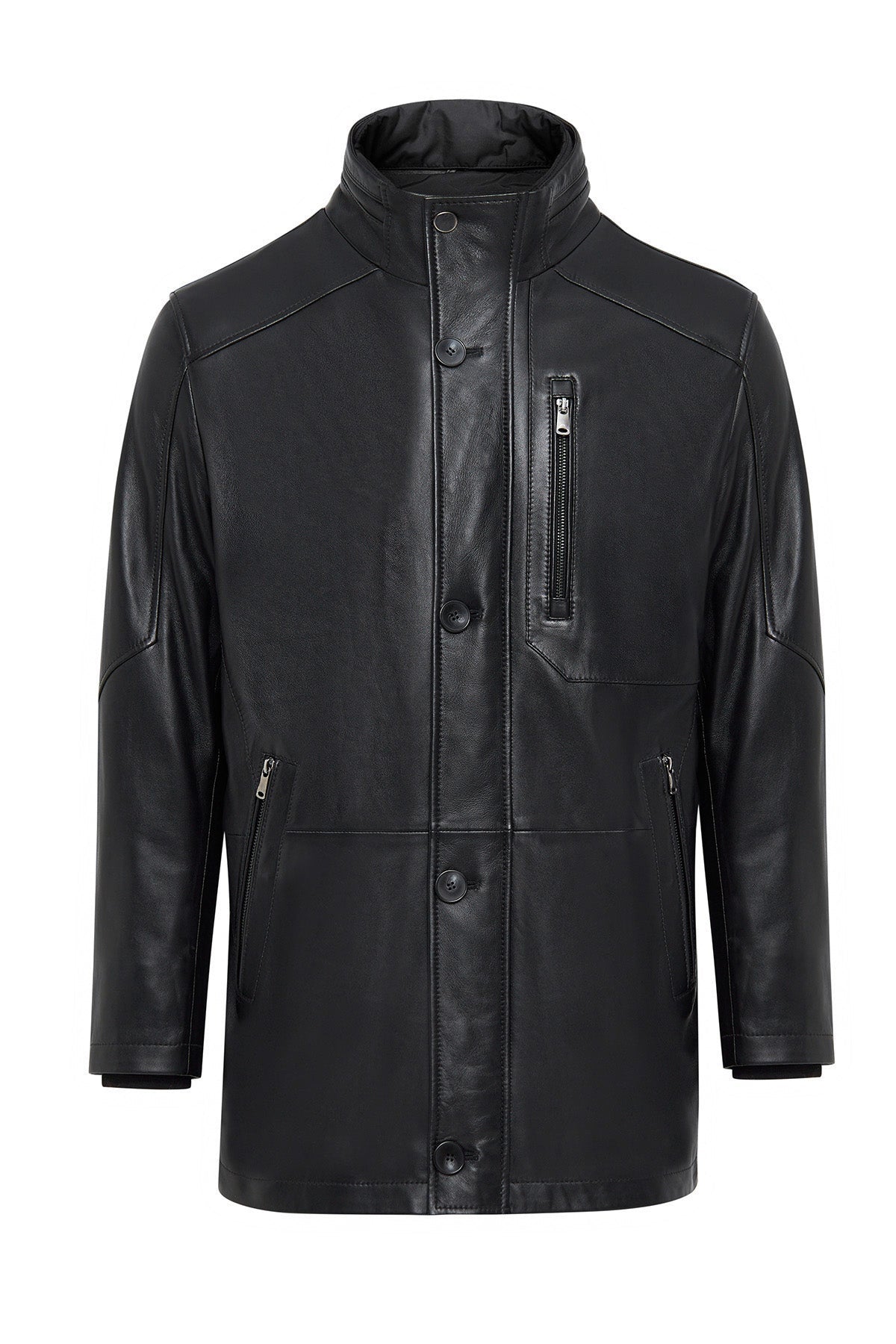 Men's Nathan Black Leather Coat