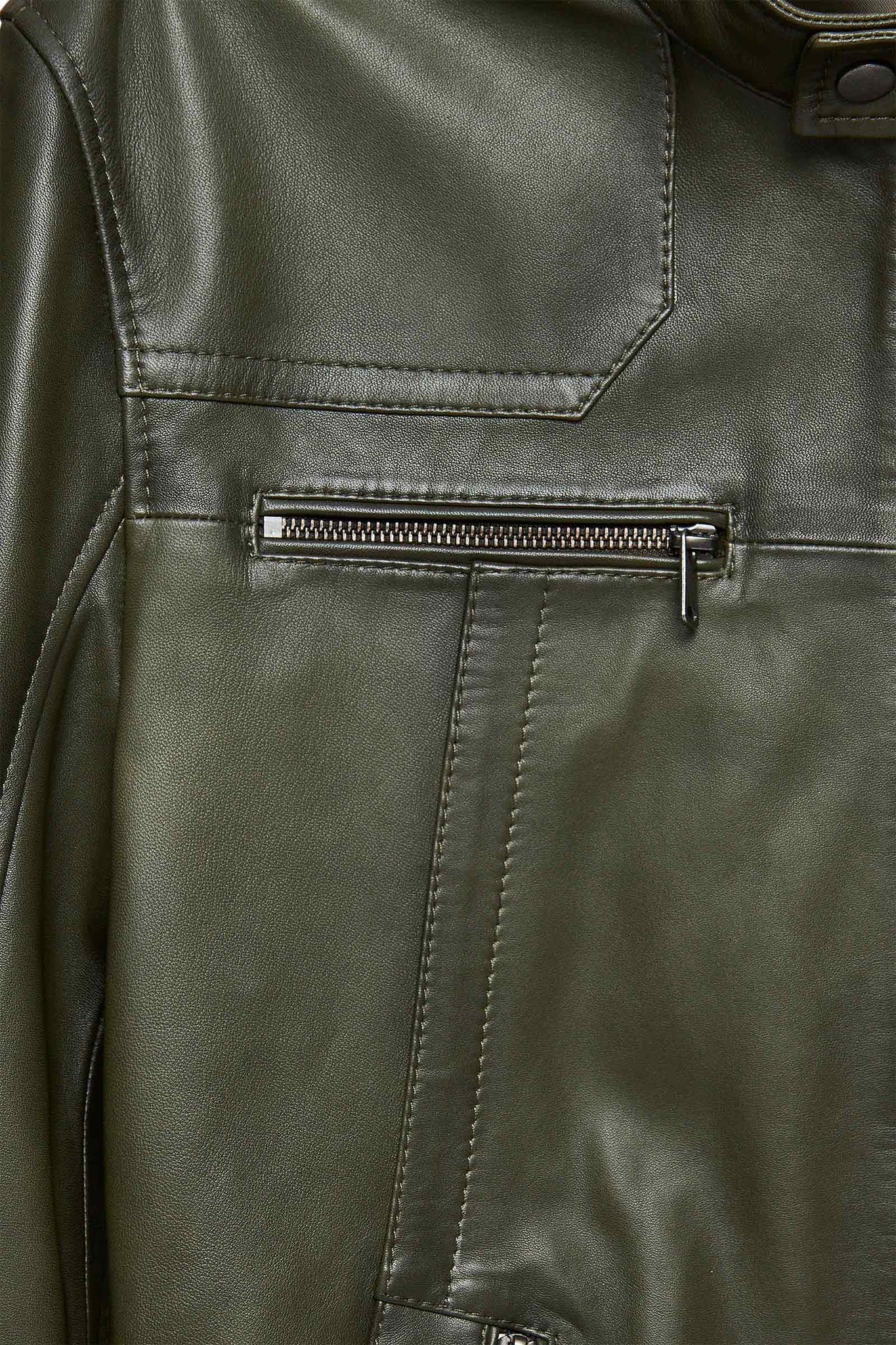 Lucas Men's Khaki Mandarin Collar Leather Jacket