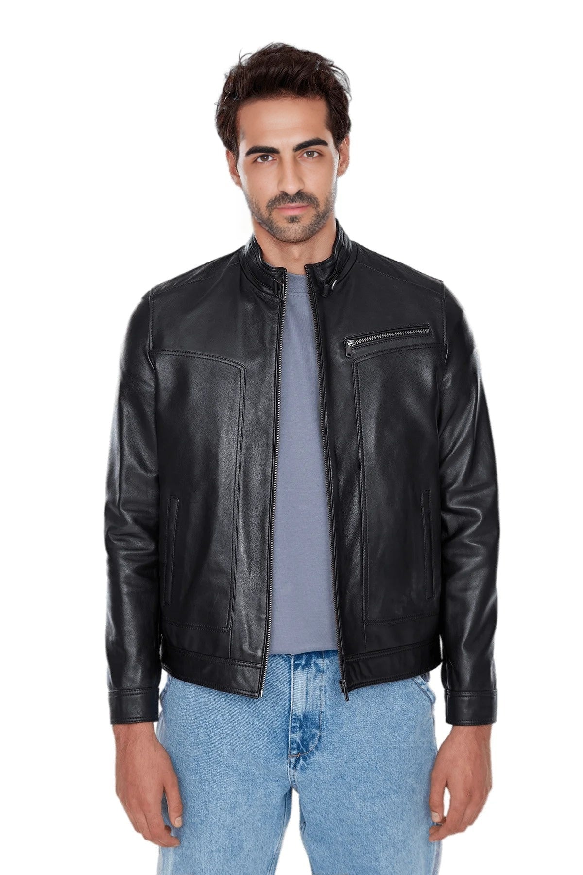 Jacob Black Biker Rider Leather Jacket For Men