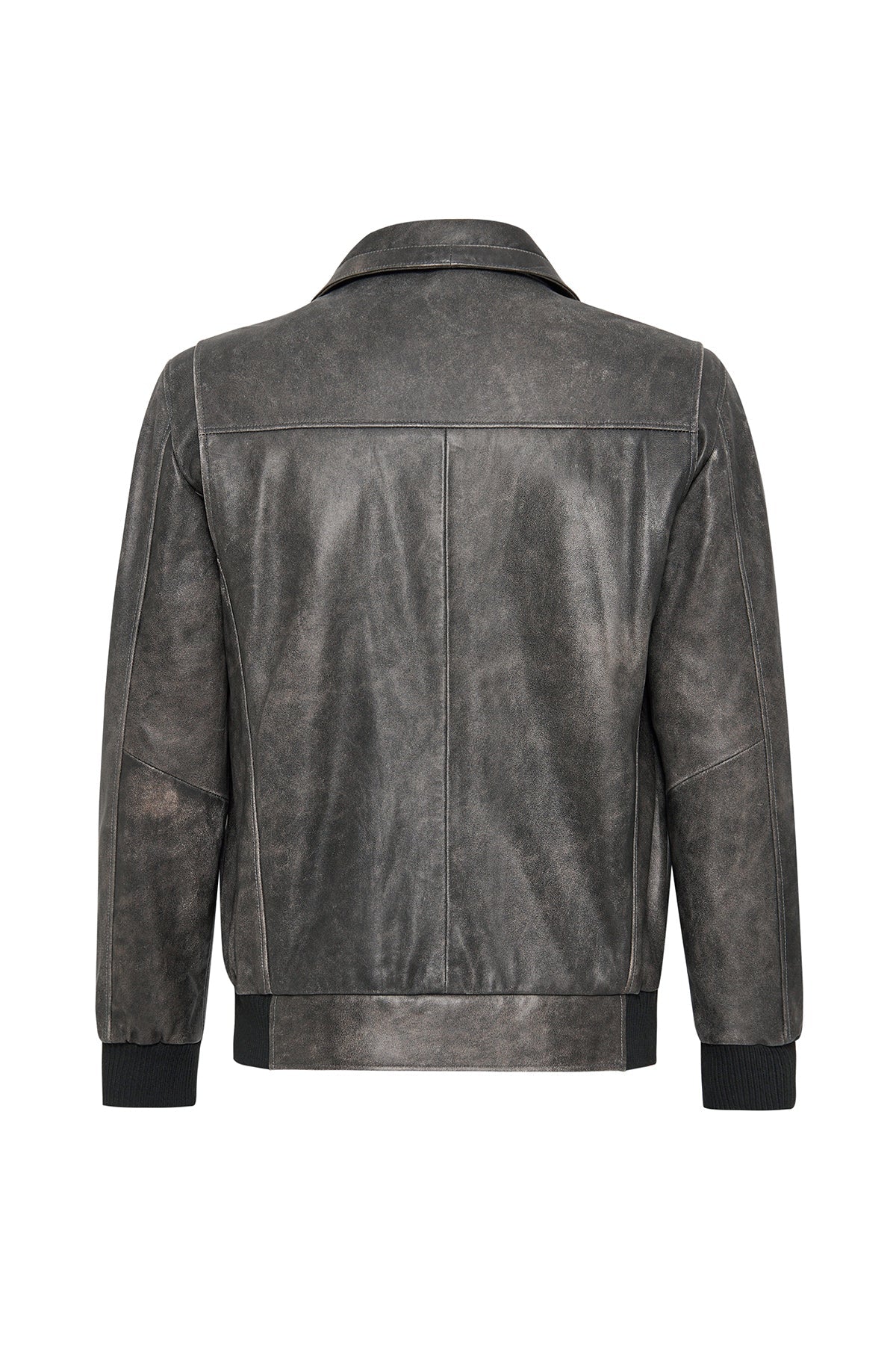 Hurrican Grey Fur Collar Pilot Men’s Leather Jacket with Emblem