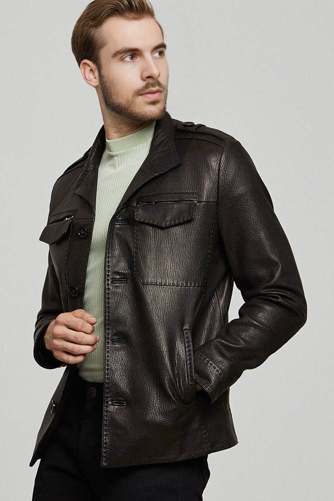 Moreno Sport Black Leather Jacket For Men