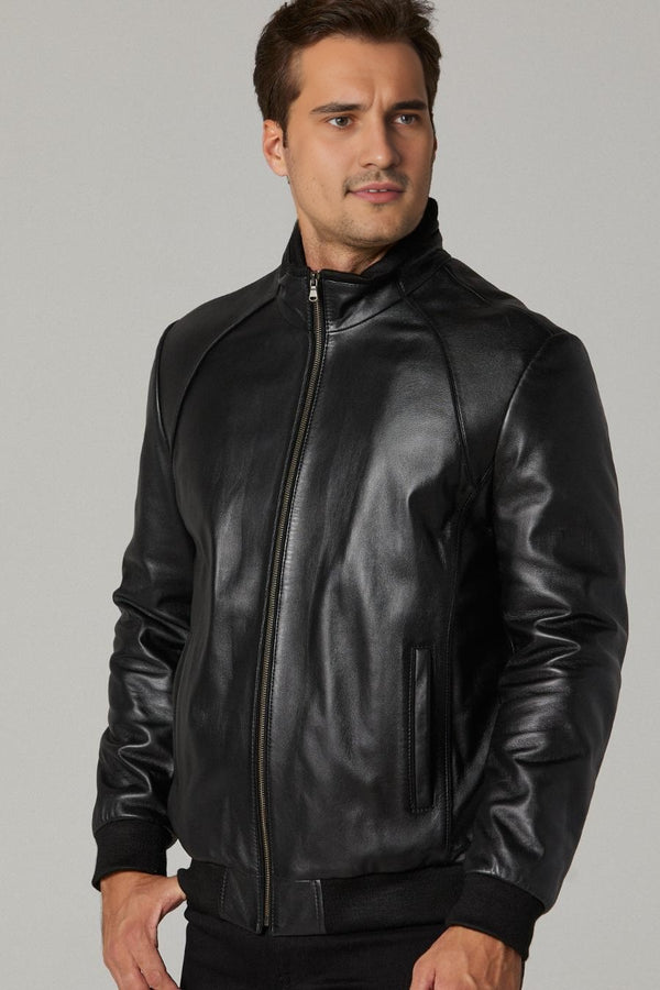 Houston Black Distressed Leather Jacket For Men