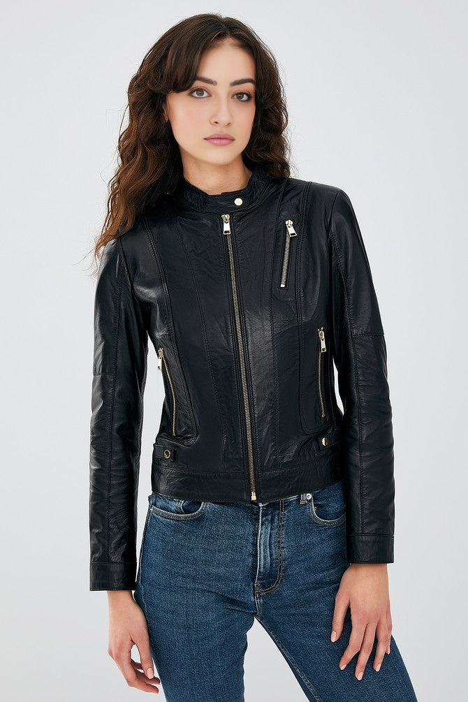 WOMEN BLACK LEATHER JACKET