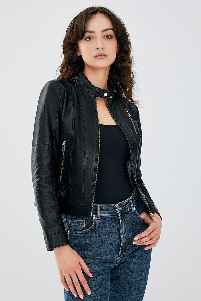 WOMEN BLACK LEATHER JACKET
