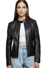 Beatrice Black Leather Jacket For Women